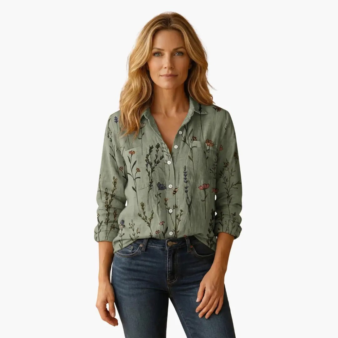 Women's Paisley Boho Shirt with Button Front