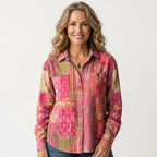 Women's Paisley Boho Shirt with Button Front