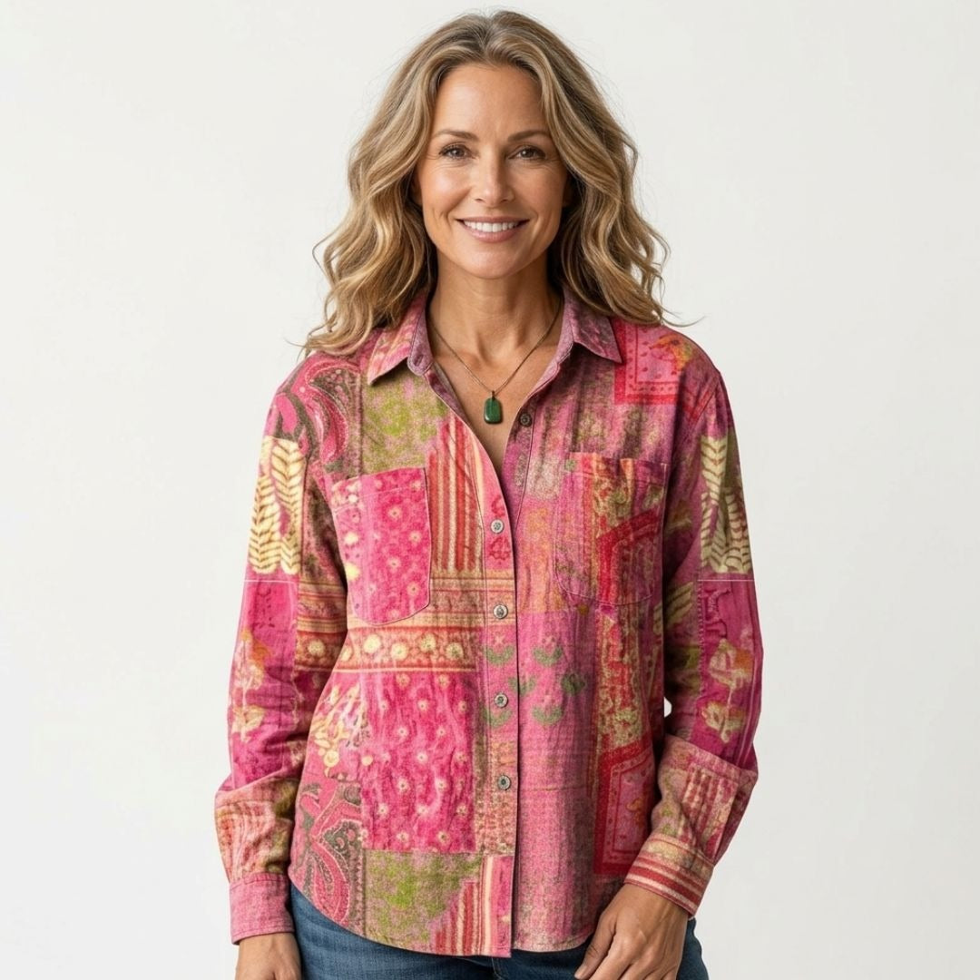 Women's Paisley Boho Shirt with Button Front
