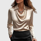 Women's Party Long Sleeve Blouse with Cowl Neck
