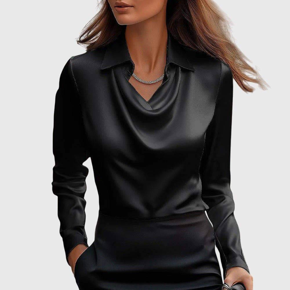 Women's Party Long Sleeve Blouse with Cowl Neck