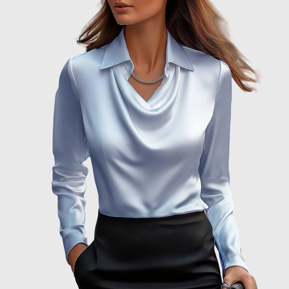 Women's Party Long Sleeve Blouse with Cowl Neck