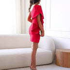Women's Party Mini Dress with One Shoulder Ruffle