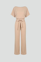 Women's Party Wide Leg Jumpsuit with Tie Belt