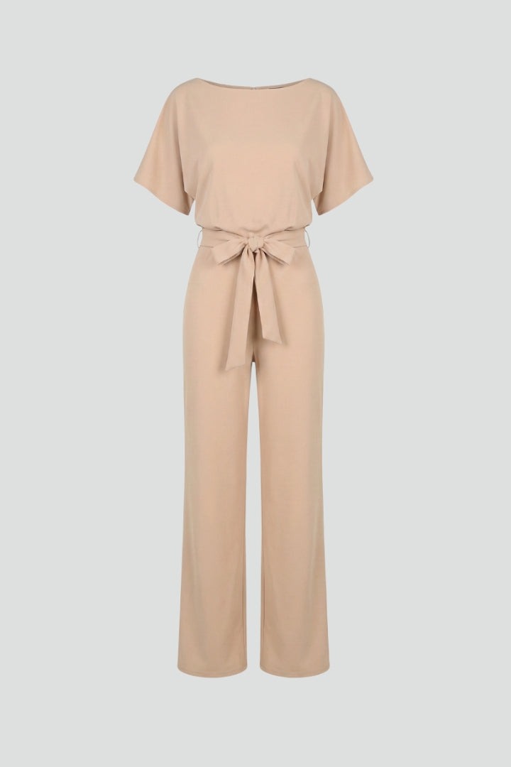 Women's Party Wide Leg Jumpsuit with Tie Belt