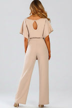 Women's Party Wide Leg Jumpsuit with Tie Belt
