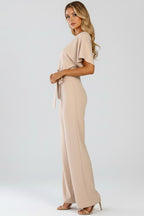Women's Party Wide Leg Jumpsuit with Tie Belt