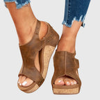 Women's Platform Heeled Sandals with Ankle Strap