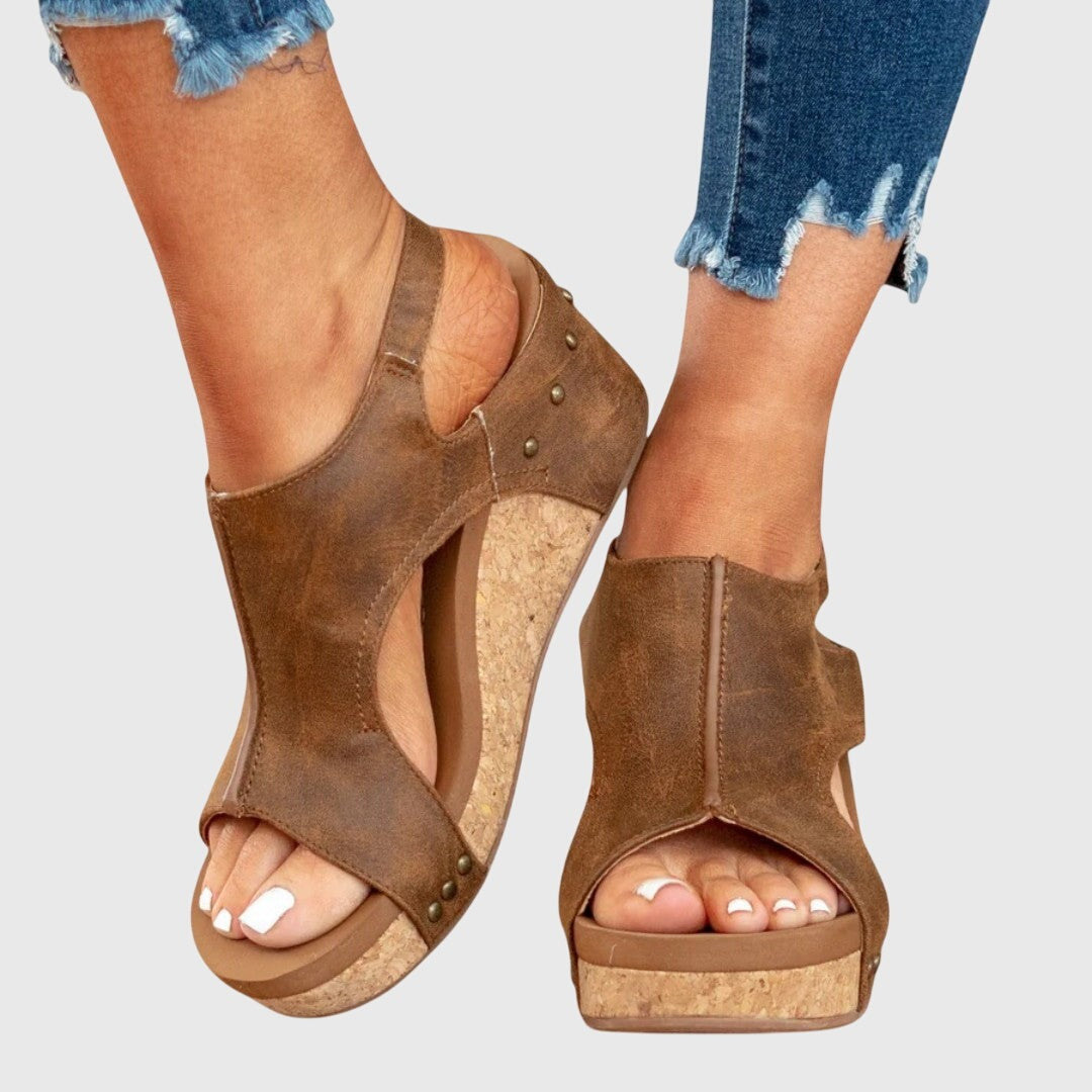 Women's Platform Heeled Sandals with Ankle Strap