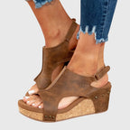 Women's Platform Heeled Sandals with Ankle Strap