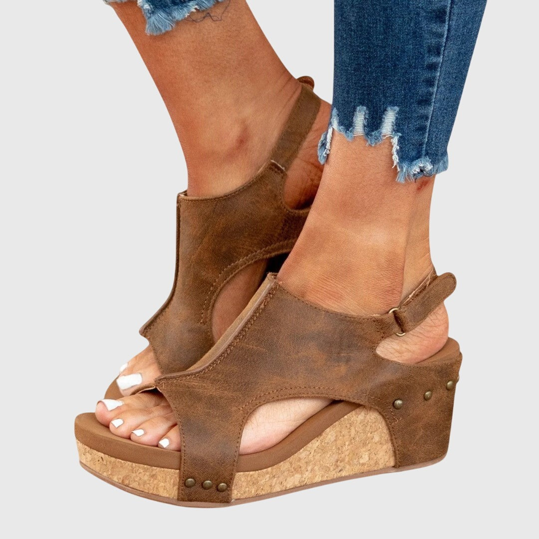 Women's Platform Heeled Sandals with Ankle Strap