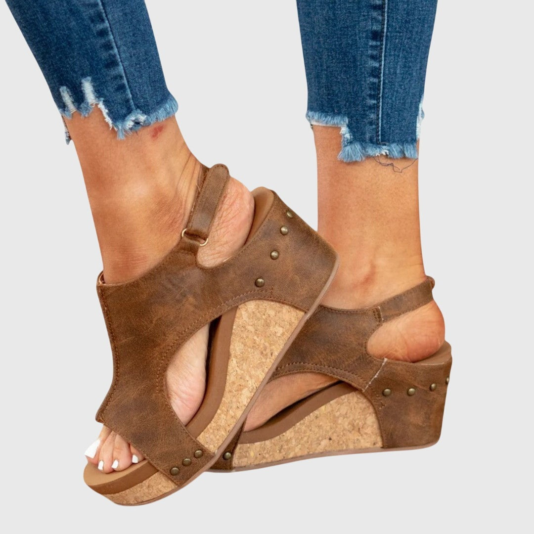 Women's Platform Heeled Sandals with Ankle Strap