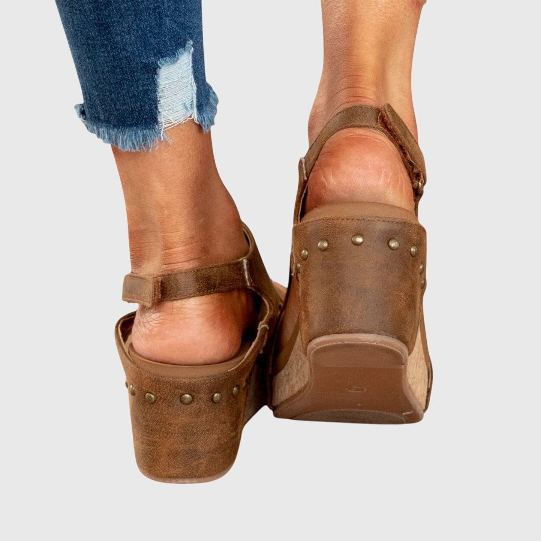 Women's Platform Heeled Sandals with Ankle Strap