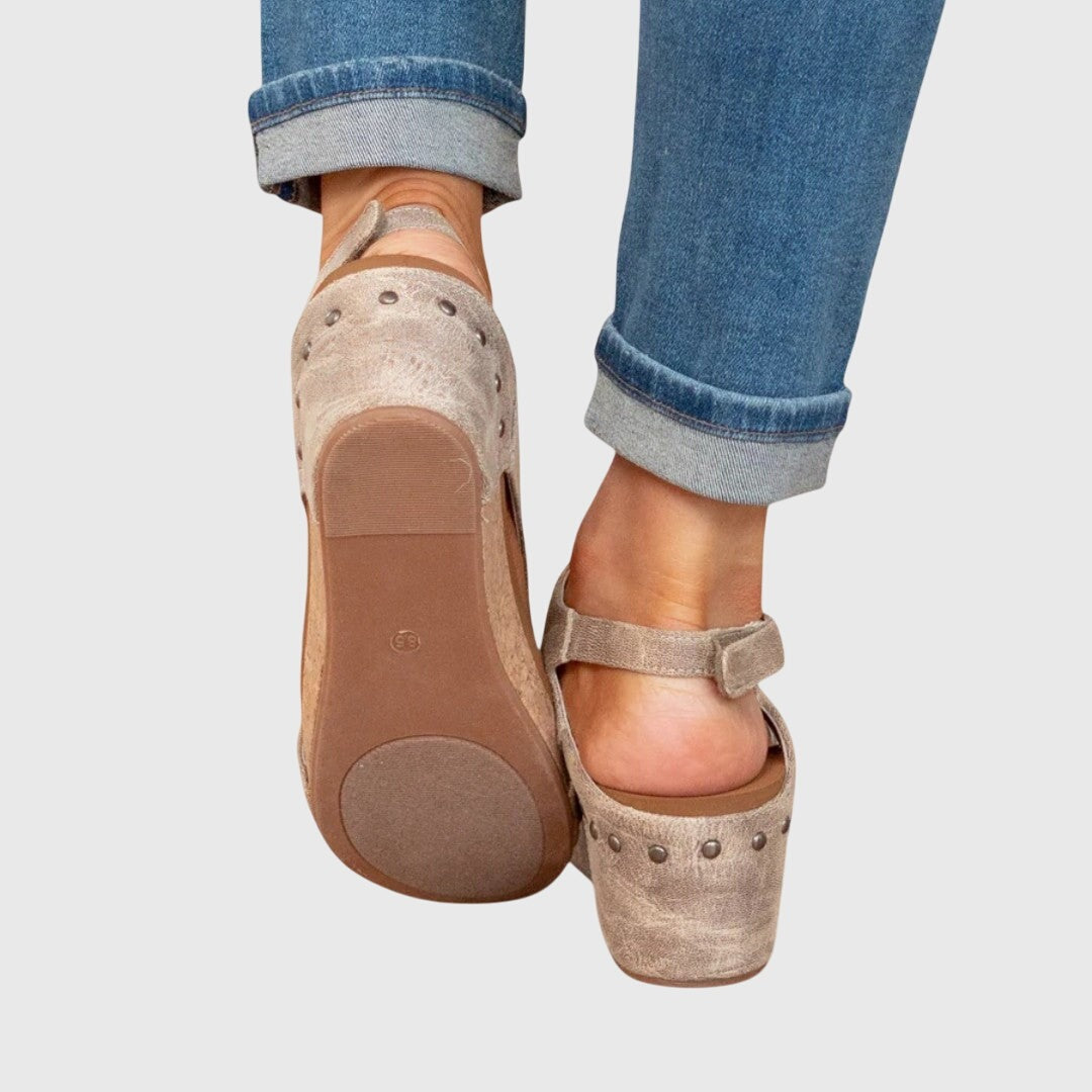 Women's Platform Heeled Sandals with Ankle Strap