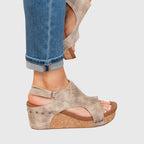 Women's Platform Heeled Sandals with Ankle Strap