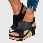 Women's Platform Heeled Sandals with Ankle Strap