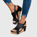 Women's Platform Heeled Sandals with Ankle Strap