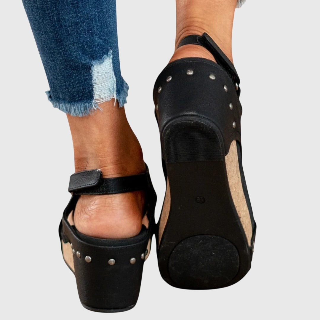 Women's Platform Heeled Sandals with Ankle Strap