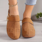 Women's Platform Slip On Shoes with Gold Buckle Detail