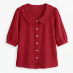 Women's Puff Sleeve Blouse with Peter Pan Collar