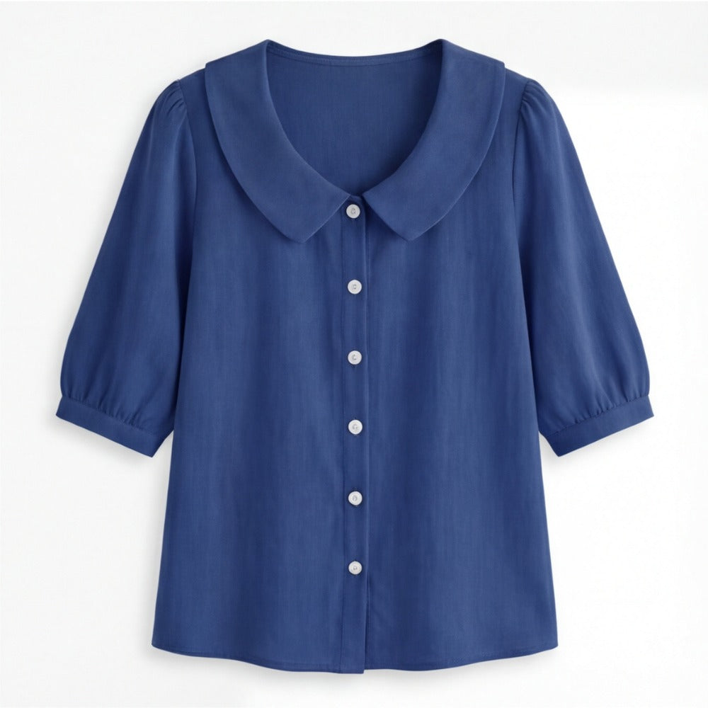 Women's Puff Sleeve Blouse with Peter Pan Collar