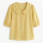 Women's Puff Sleeve Blouse with Peter Pan Collar
