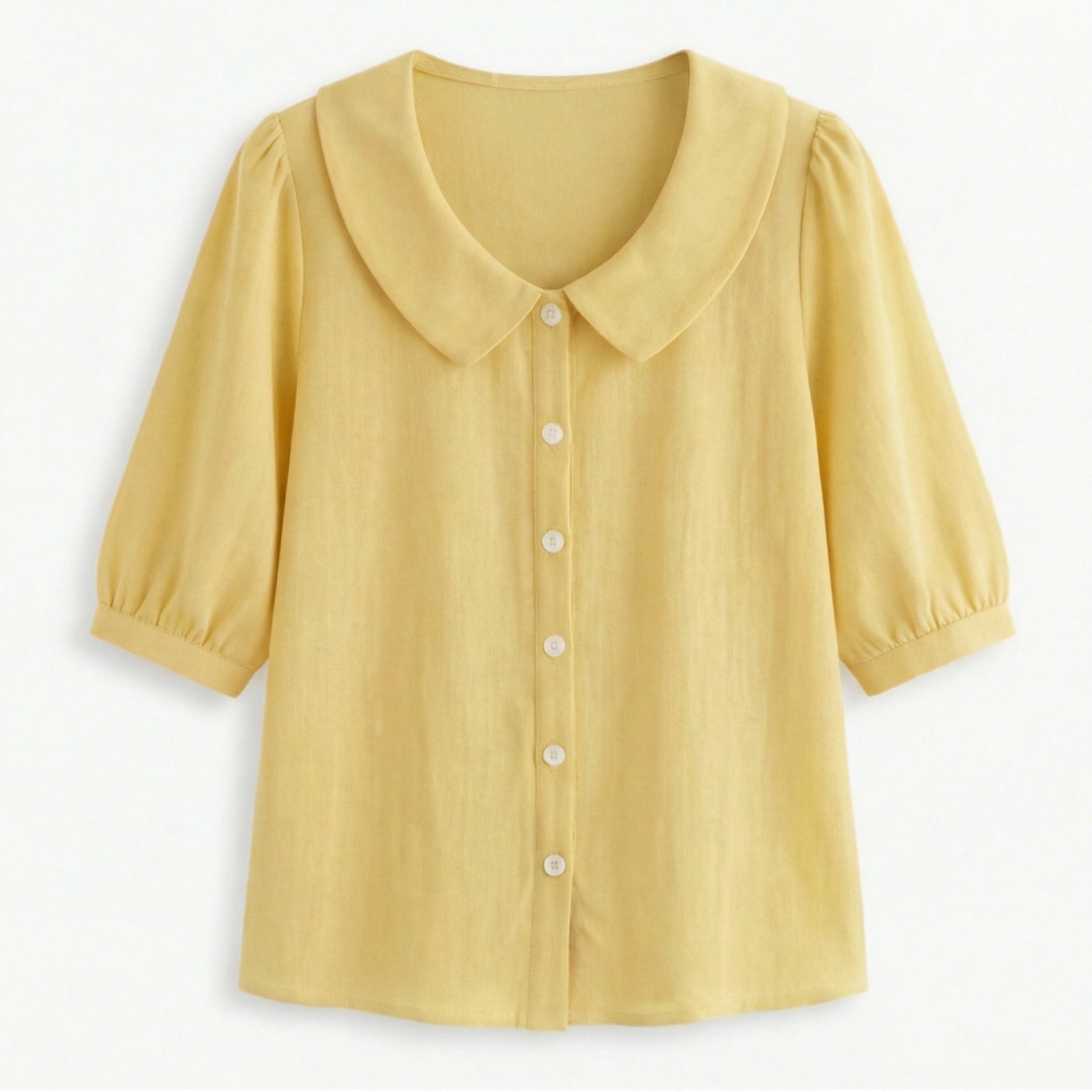 Women's Puff Sleeve Blouse with Peter Pan Collar