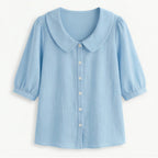 Women's Puff Sleeve Blouse with Peter Pan Collar