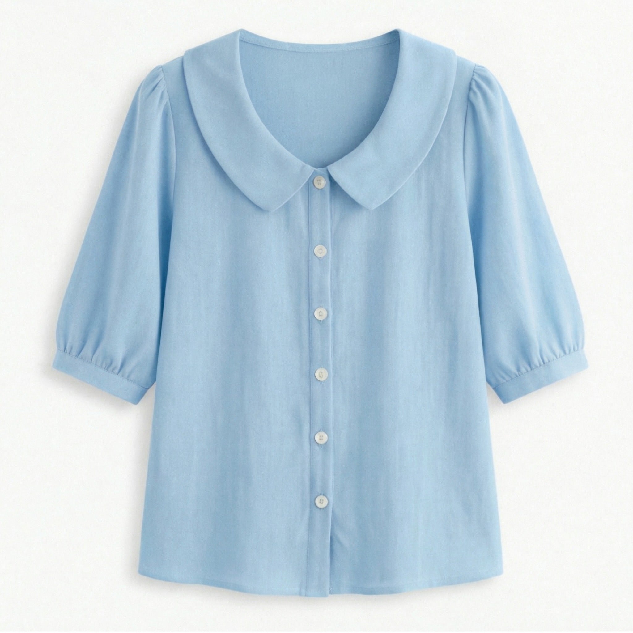 Women's Puff Sleeve Blouse with Peter Pan Collar