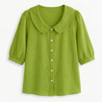 Women's Puff Sleeve Blouse with Peter Pan Collar