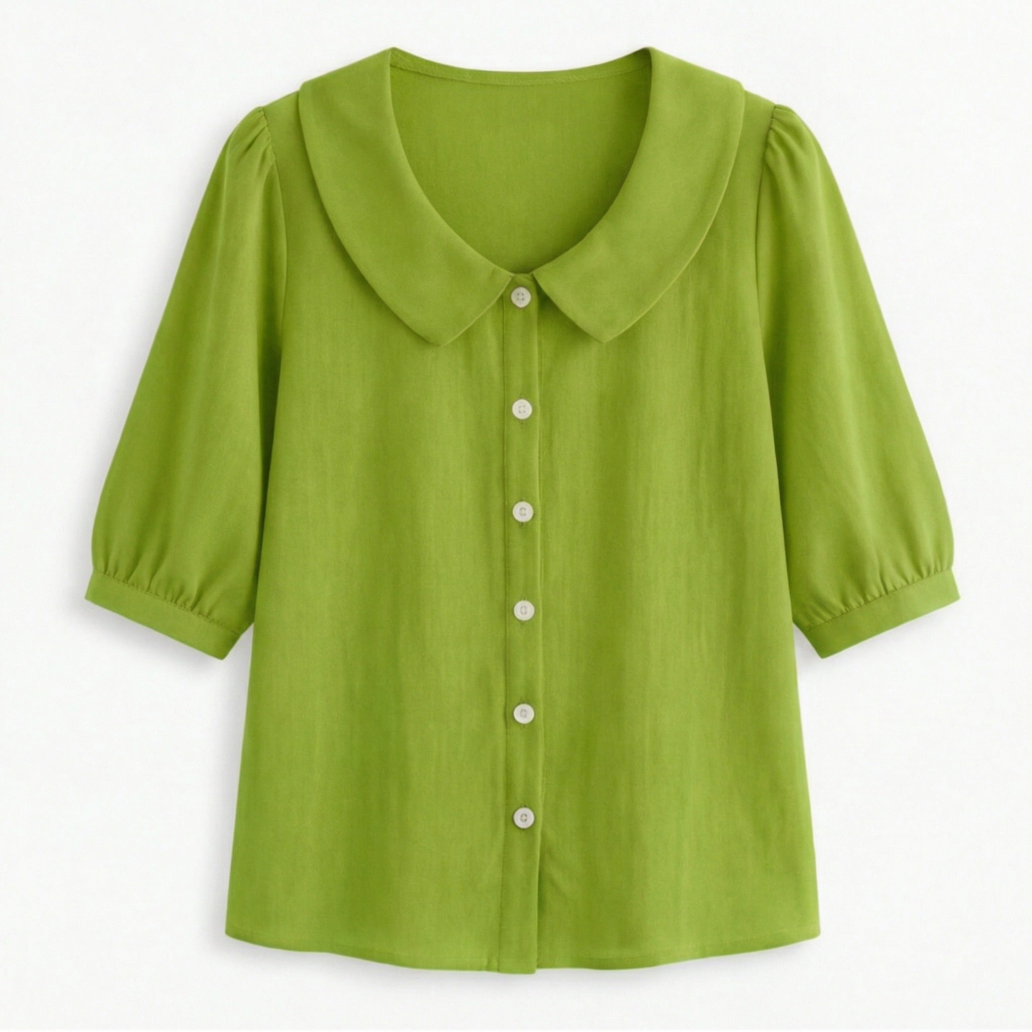Women's Puff Sleeve Blouse with Peter Pan Collar