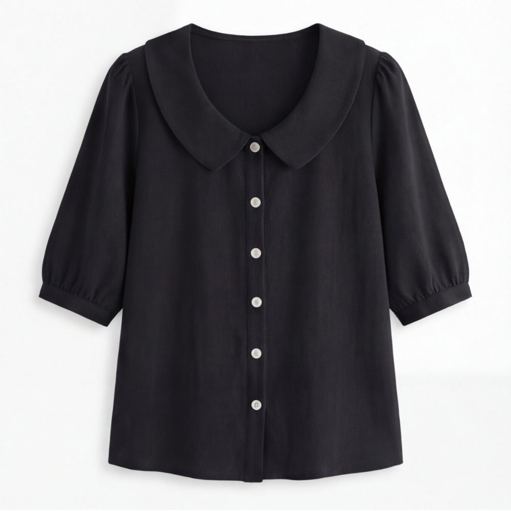 Women's Puff Sleeve Blouse with Peter Pan Collar