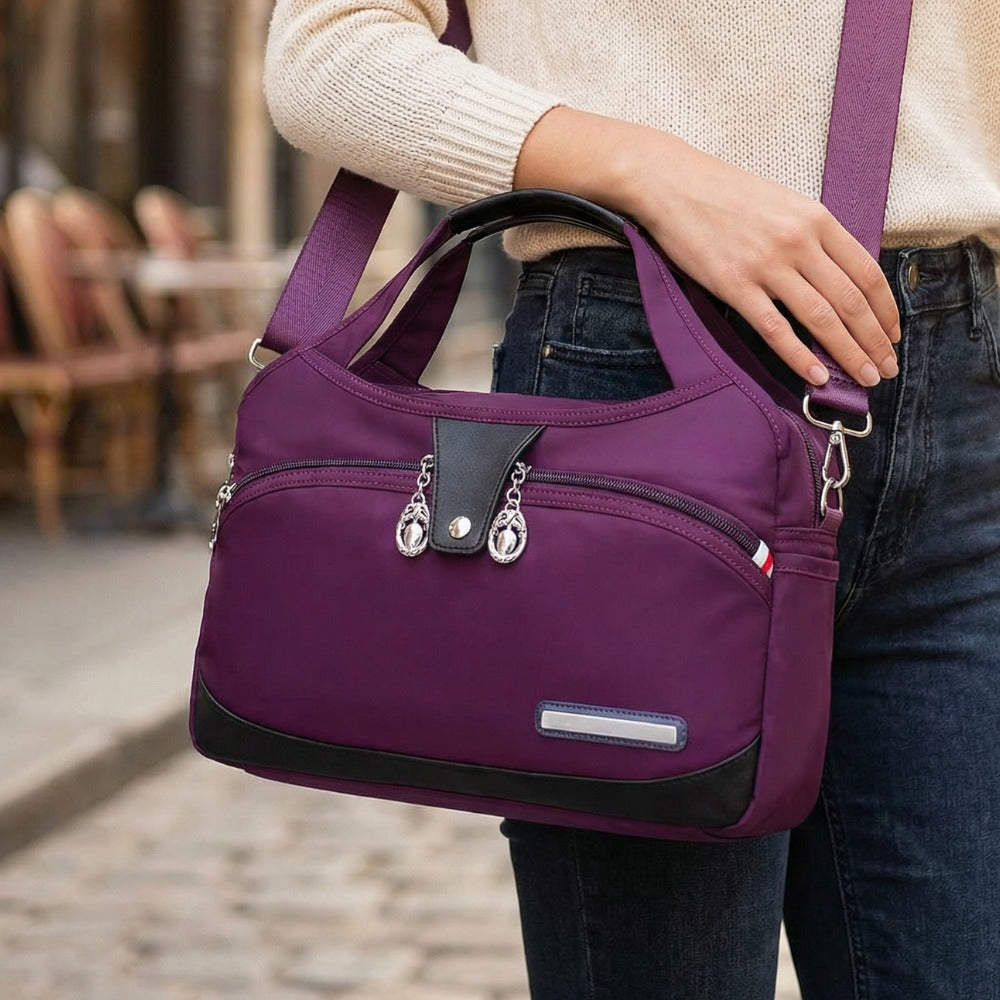 Women's Shoulder Crossbody Handbag with Multi-Compartment Zip