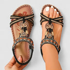 Women's Slip On Flat Sandals with Embellished Beaded Strap