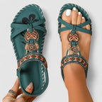 Women's Slip On Flat Sandals with Embellished Beaded Strap