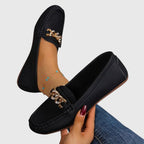 Women's Slip On Loafers with Chain Hardware Detail