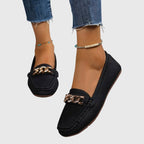Women's Slip On Loafers with Chain Hardware Detail