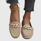 Women's Slip On Loafers with Chain Hardware Detail