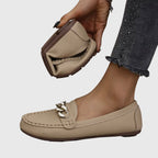 Women's Slip On Loafers with Chain Hardware Detail