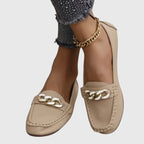 Women's Slip On Loafers with Chain Hardware Detail