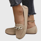 Women's Slip On Loafers with Chain Hardware Detail