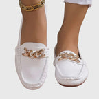 Women's Slip On Loafers with Chain Hardware Detail