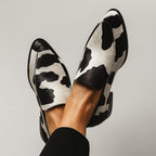 Women's Slip On Loafers with Cow Print Upper