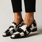 Women's Slip On Loafers with Cow Print Upper
