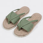 Women's Slip On Platform Sandals with Crossover Strap