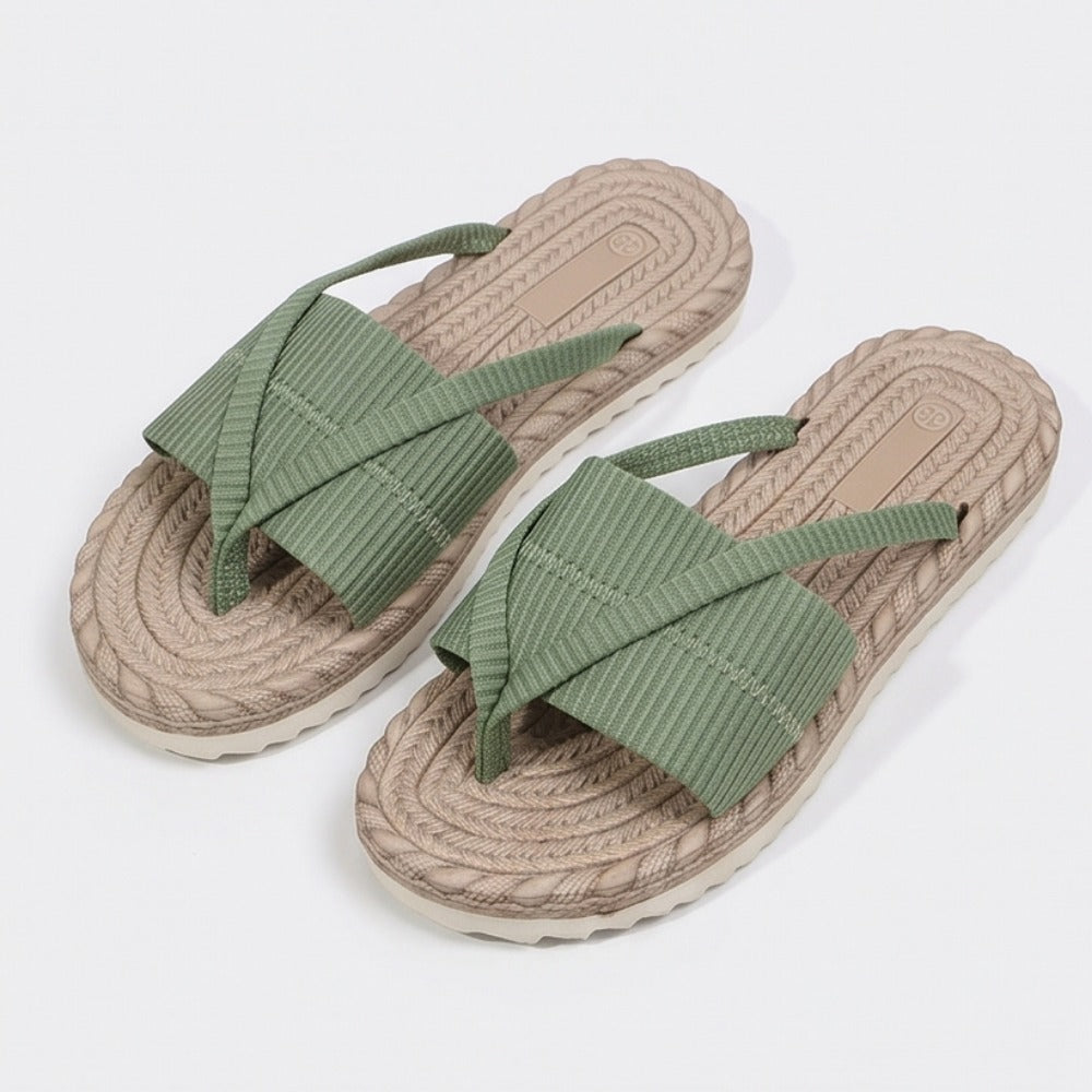 Women's Slip On Platform Sandals with Crossover Strap