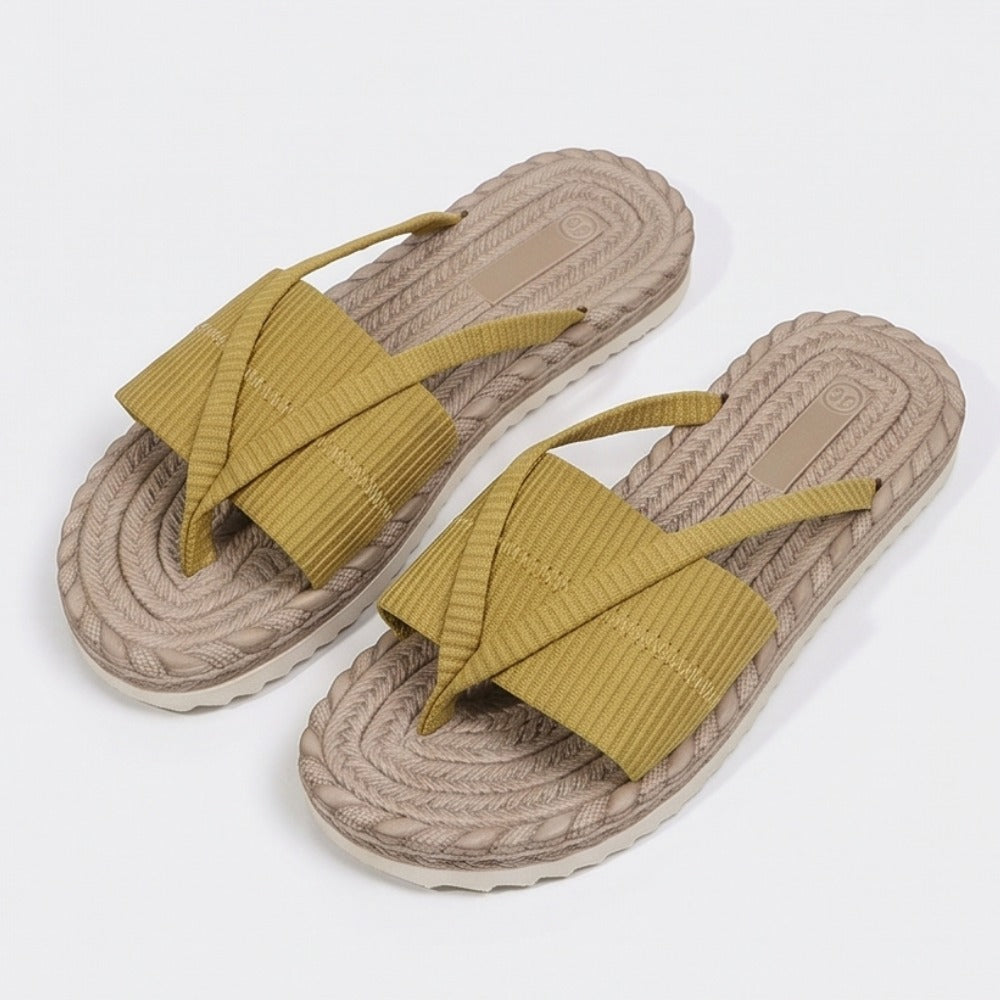Women's Slip On Platform Sandals with Crossover Strap