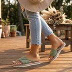 Women's Slip On Platform Sandals with Crossover Strap