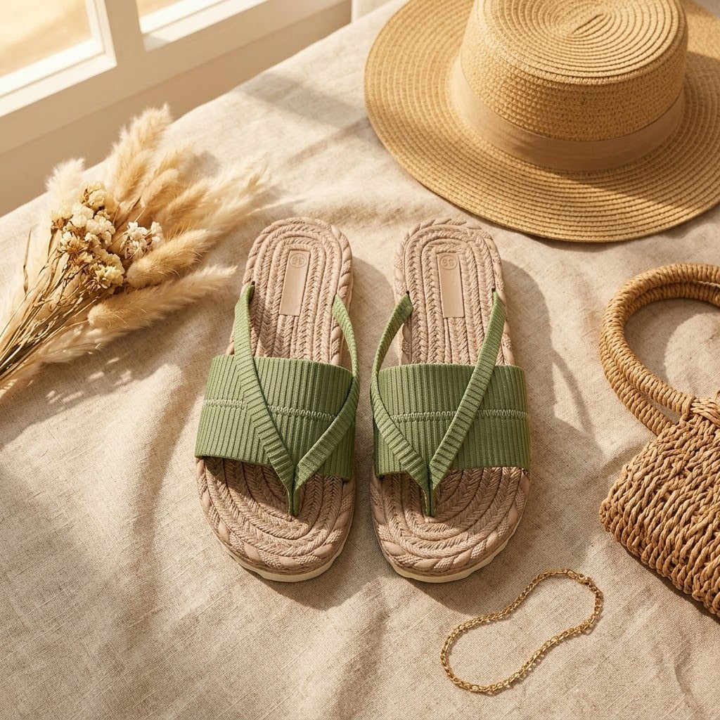 Women's Slip On Platform Sandals with Crossover Strap
