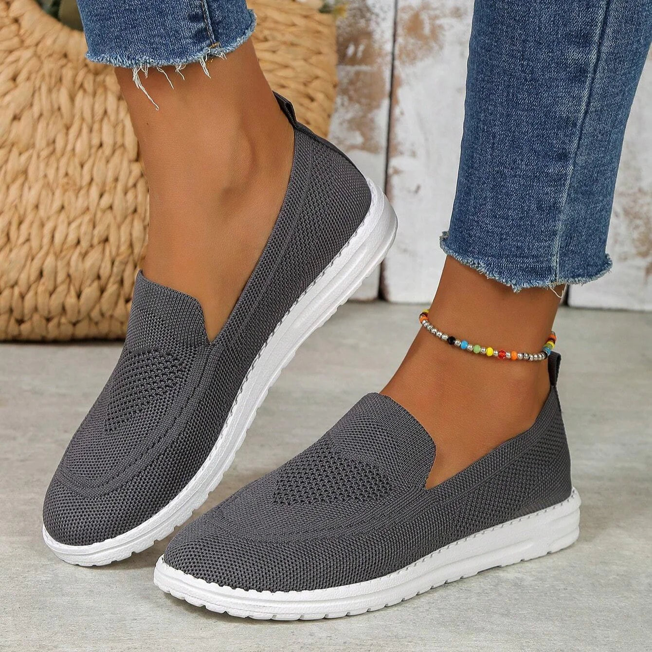 Women's Slip On Walking Shoes with Round Toe